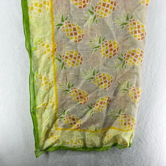 Chico's Square Scarf OS Yellow Penny Pineapple Scarves Oblong Multifunctional - Picture 8 of 11